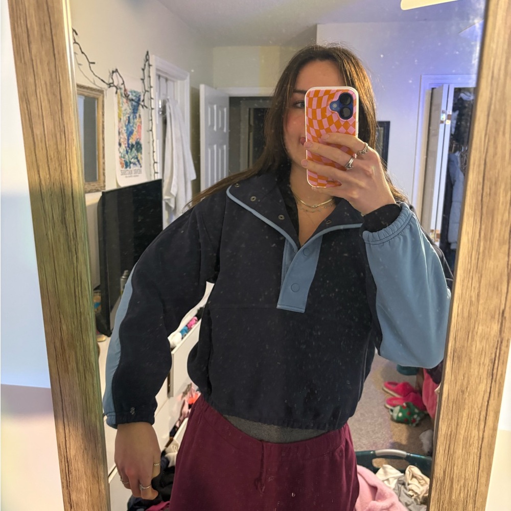 Athleta Blue snap button Pullover - image 1